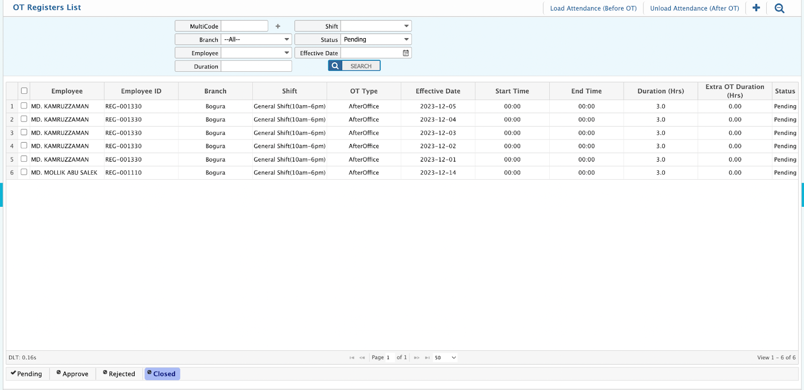 OT Approval Workflow